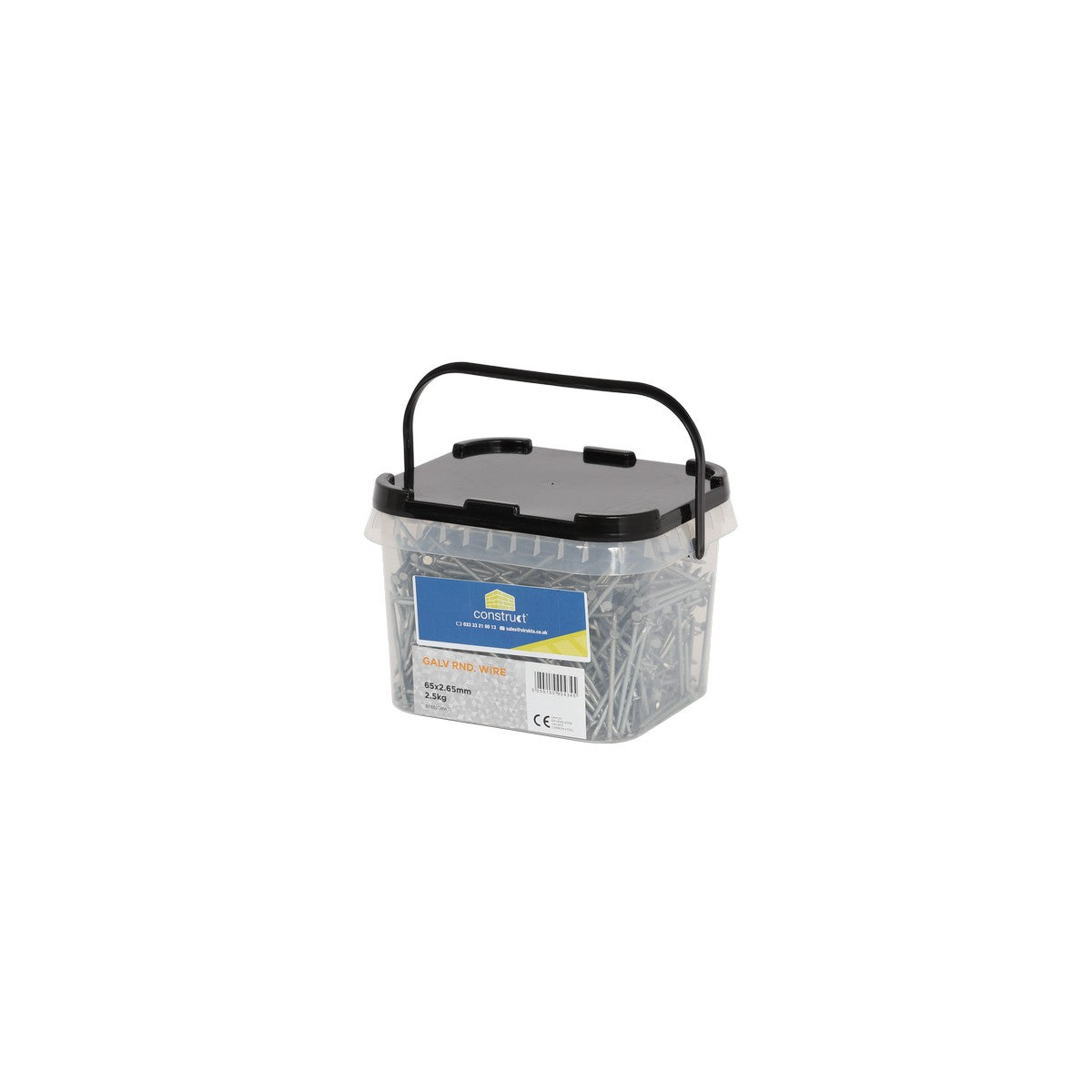 Galvanised Round Wire Nails - 65 mm x 2.65 mm (2.5 kg pack)