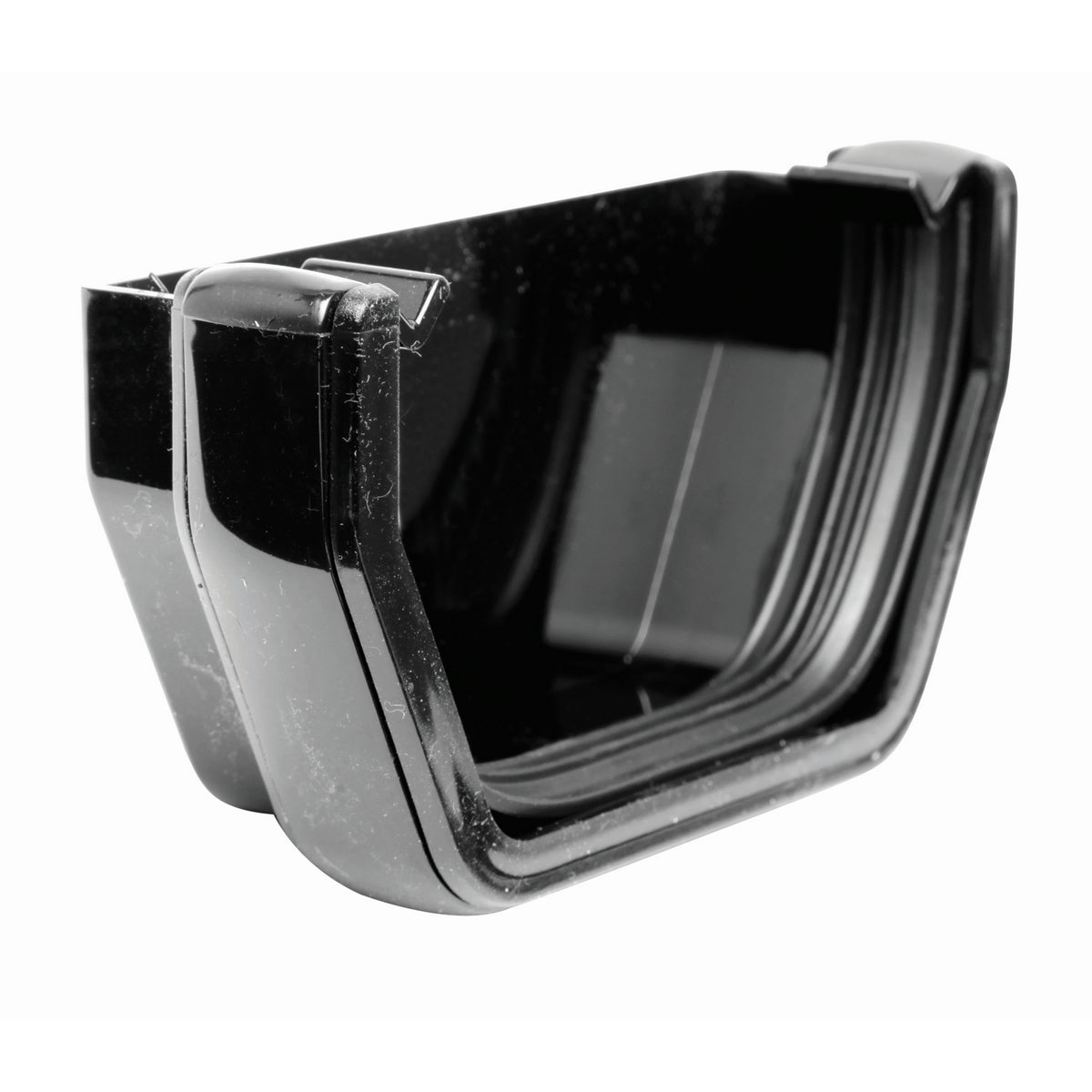 Square External Gutter Stopend - Black