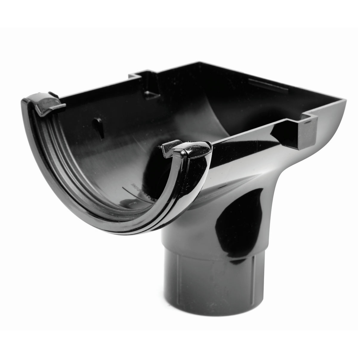 Half Round Gutter Stopend Outlet - Black