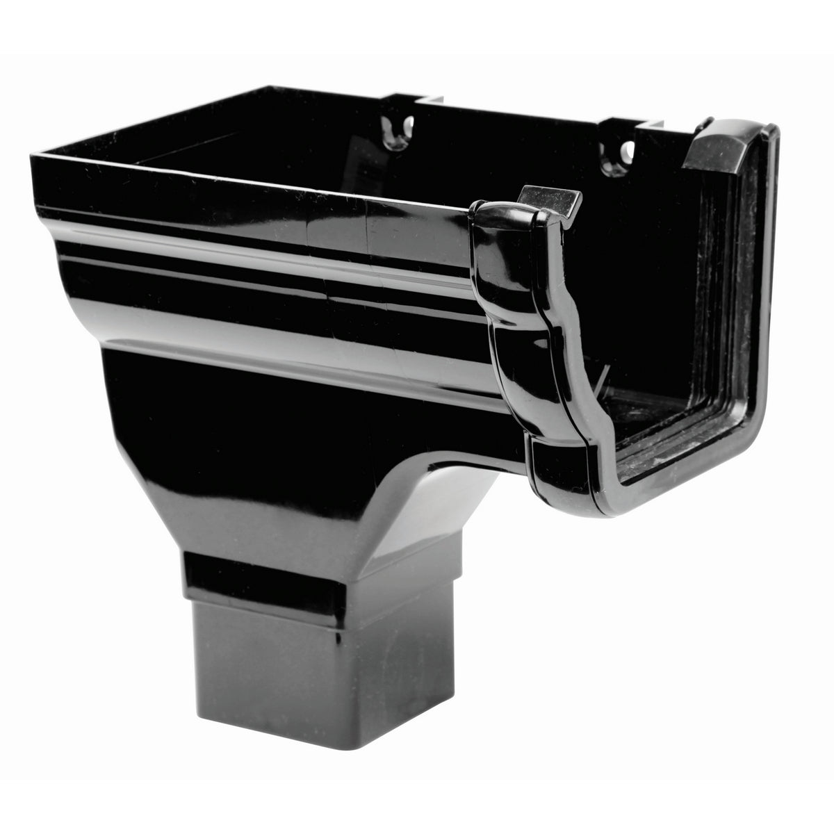 Niagara Ogee Gutter Stopend Outlet Left Hand - Black