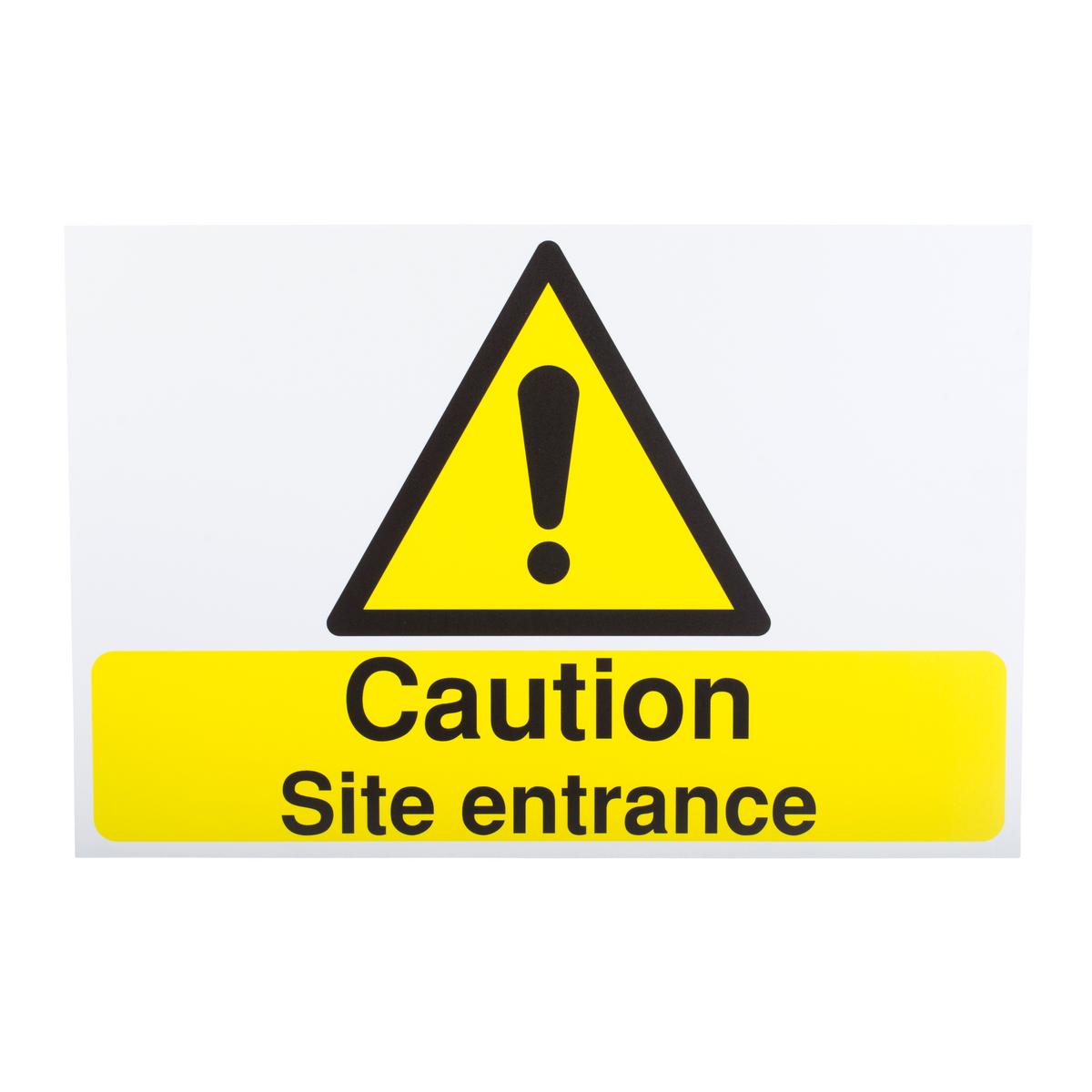 Sign: Caution Site Entrance - 600 mm x 400 mm