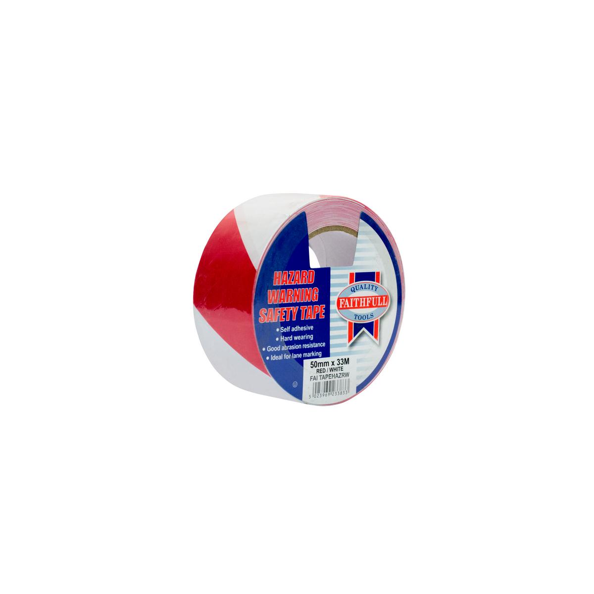 Hazard Tape - Red & White - 50 mm x 33 m
