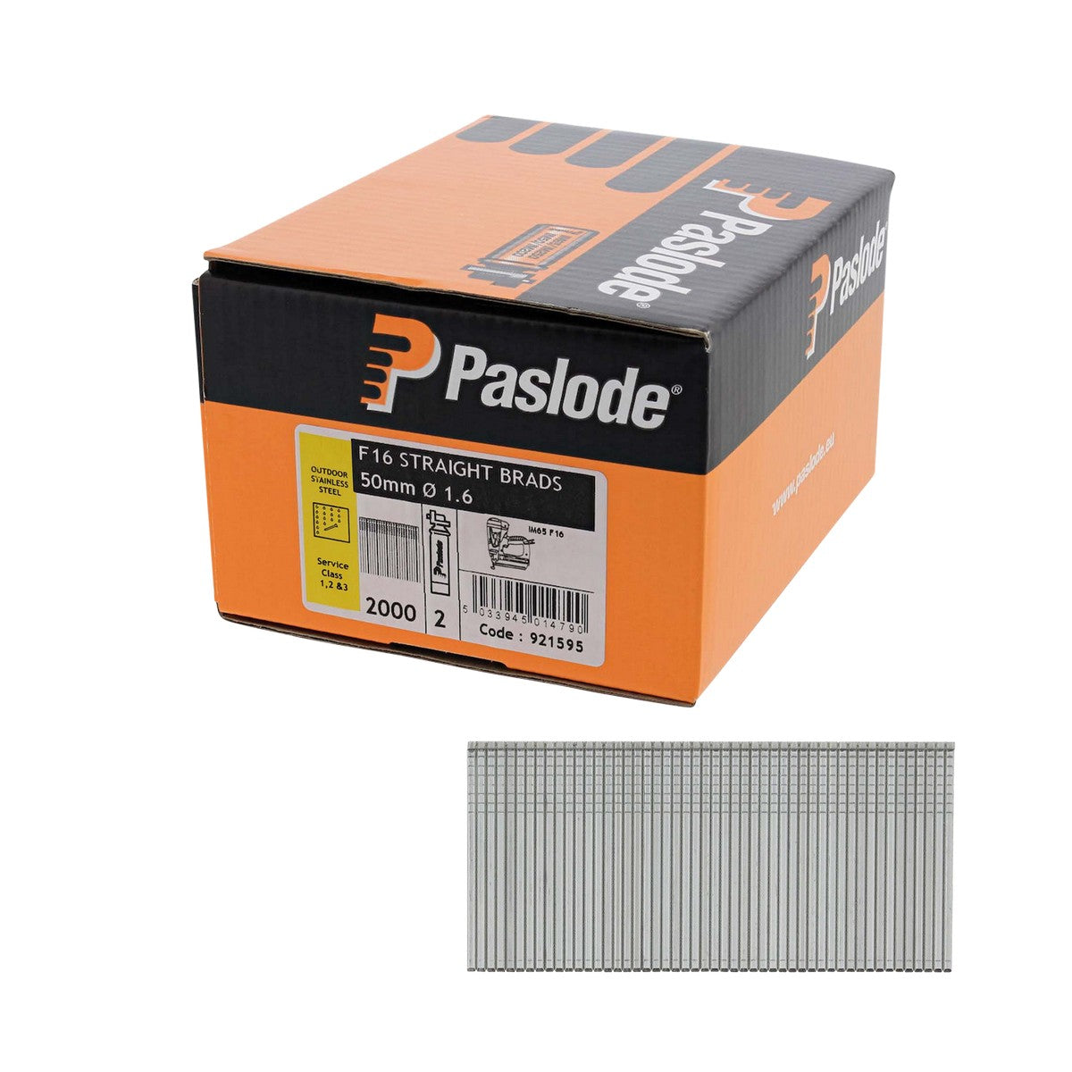 Paslode IM65 Stainless Steel Straight Brad Nails F16 - 50 mm