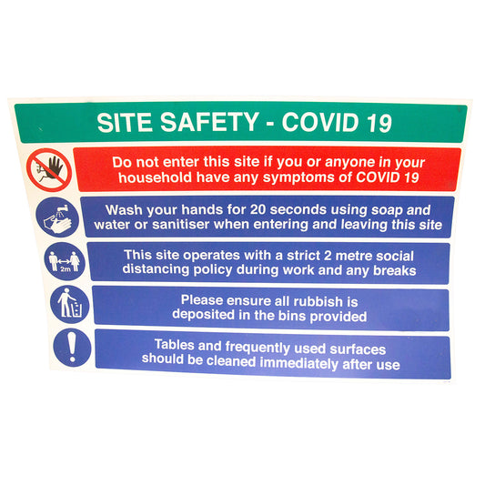900 mm x 600 mm Site Safety - COVID19 Landscape sign