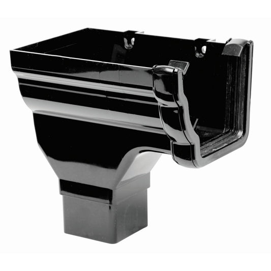 Niagara Ogee Gutter Stopend Outlet Left Hand - Black