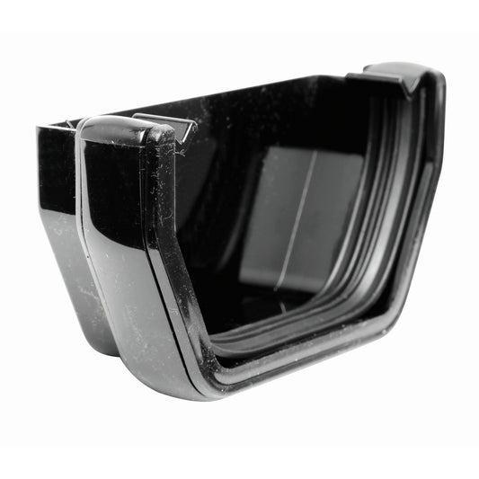 Square External Gutter Stopend - Black