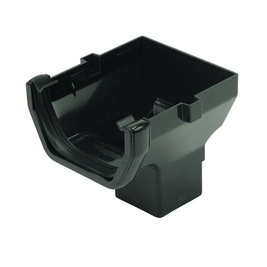 Square Gutter Stopend Outlet - Black