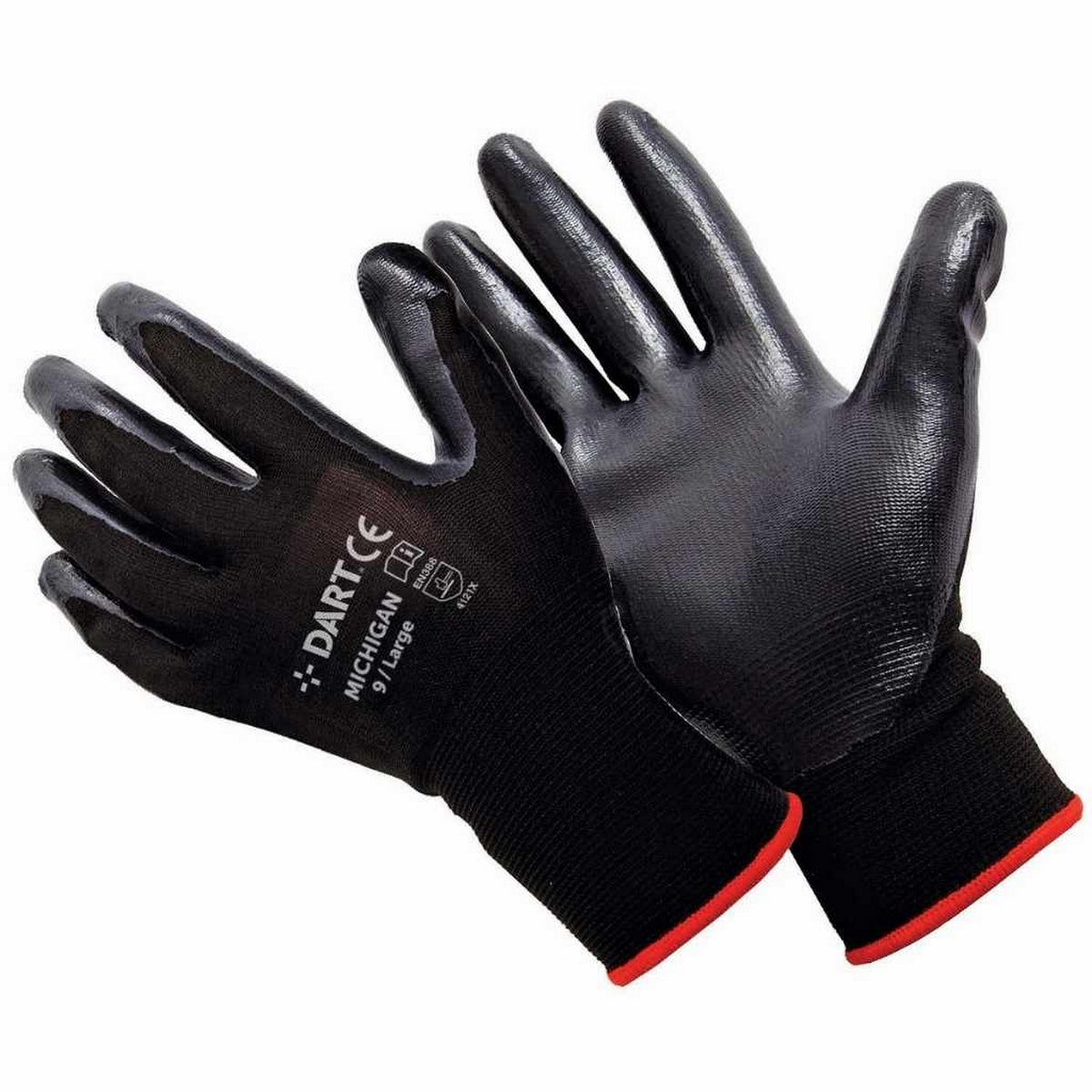 Black Nitrile Coated Gloves - Large