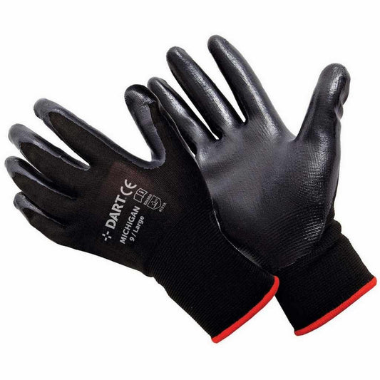 Black Nitrile Coated Gloves - Large
