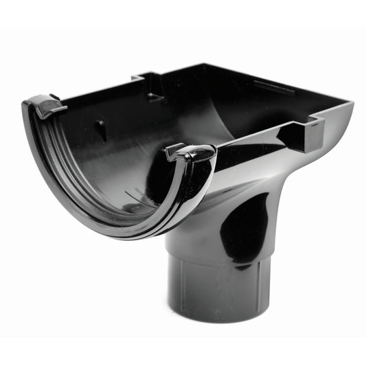 Half Round Gutter Stopend Outlet - Black