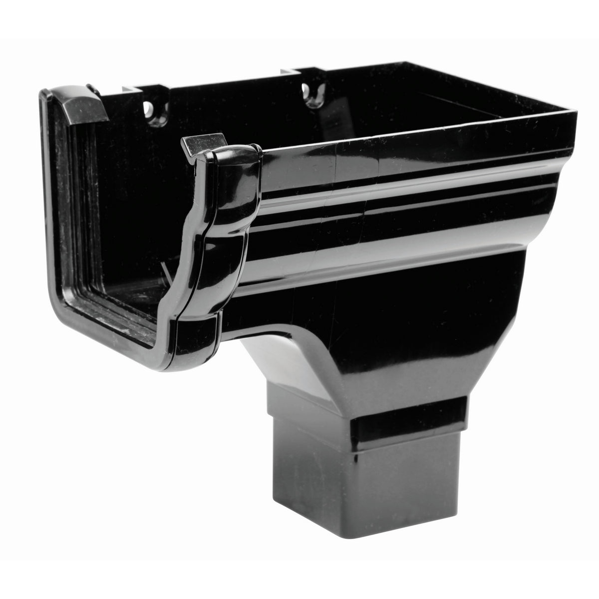 Niagara Ogee Gutter Stopend Outlet Right Hand - Black