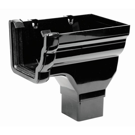 Niagara Ogee Gutter Stopend Outlet Right Hand - Black