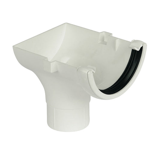Half Round Gutter Stopend Outlet - White