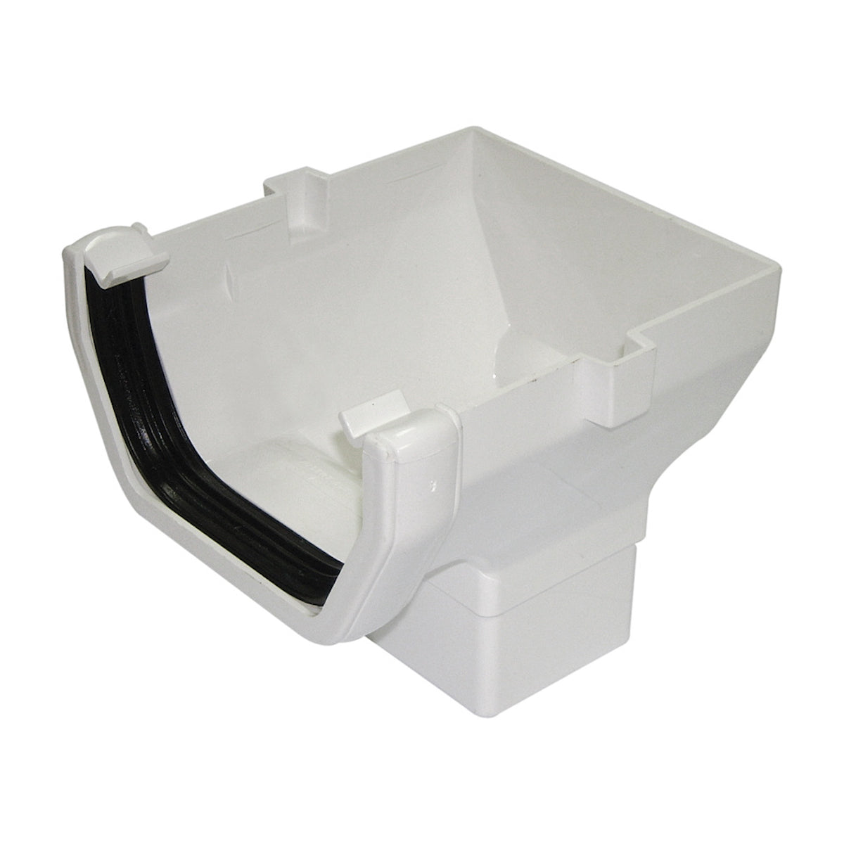 Square Gutter Stopend Outlet - White