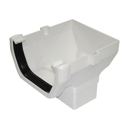 Square Gutter Stopend Outlet - White