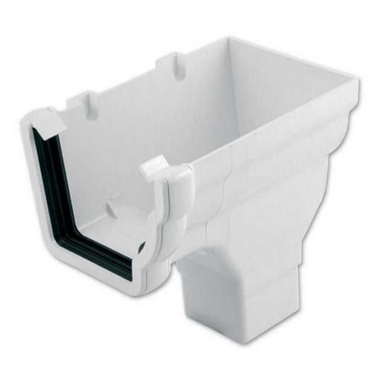 Niagara Ogee Gutter Stopend Outlet Right Hand - White